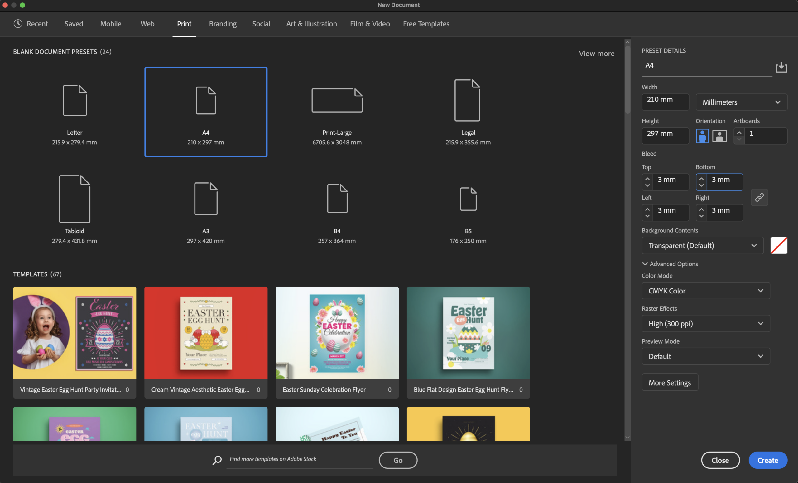 Setting up a document at A4 in Adobe Illustrator